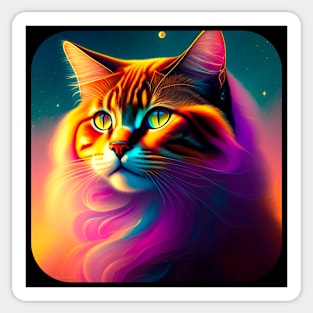 Galaxy Cat Coloful Sticker